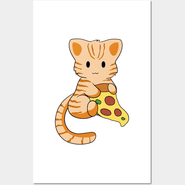 Orange Tabby Cat with Pizza Wall Art by BiscuitSnack